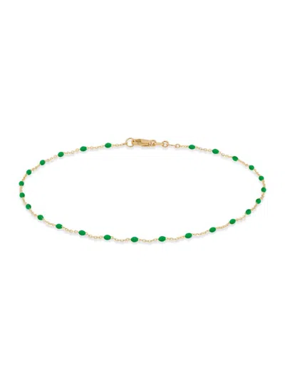 Saks Fifth Avenue Women's 14k Yellow Gold & Enamel Bead Station Chain Anklet