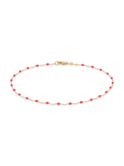 Saks Fifth Avenue Women's 14k Yellow Gold & Enamel Bead Station Chain Anklet