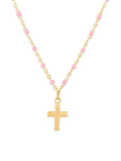 Saks Fifth Avenue Women's 14k Yellow Gold & Enamel Beaded Cross Necklace