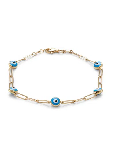 Saks Fifth Avenue Women's 14k Yellow Gold & Enamel Evil Eye Link Bracelet