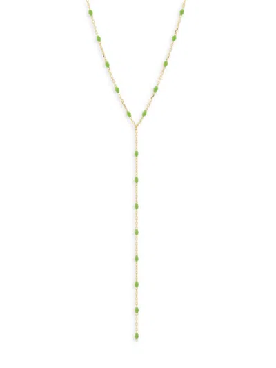 Saks Fifth Avenue Women's 14k Yellow Gold & Enamel Lariat Necklace In Green