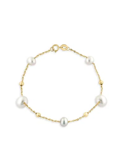 Saks Fifth Avenue Women's 14k Yellow Gold & Freshwater Pearl Station Bracelet