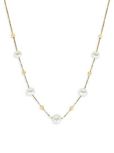 Saks Fifth Avenue Women's 14k Yellow Gold & Freshwater Pearl Station Necklace