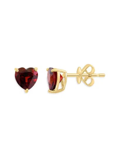 Saks Fifth Avenue Women's 14k Yellow Gold & Garnet Heart Stud Earrings