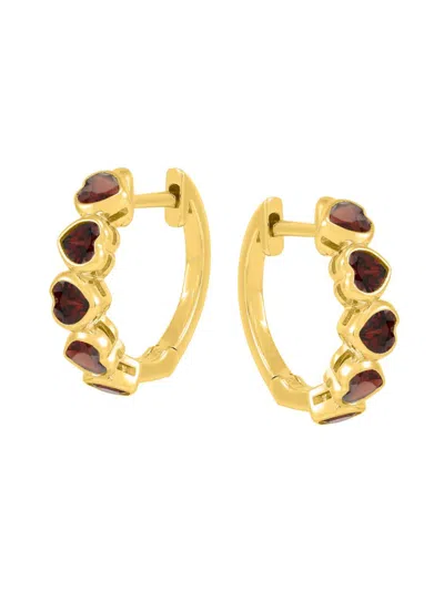 Saks Fifth Avenue Women's 14k Yellow Gold & Garnet Hoop Earrings