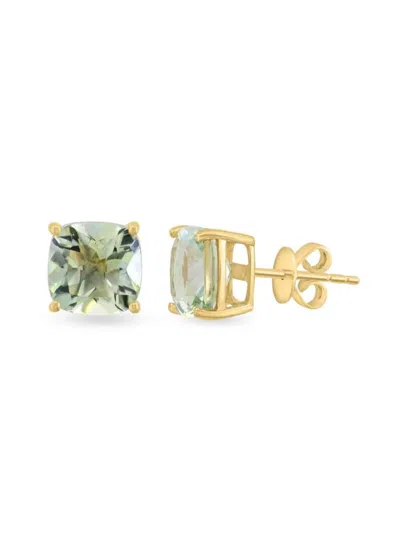 Saks Fifth Avenue Women's 14k Yellow Gold & Green Amethyst Stud Earrings