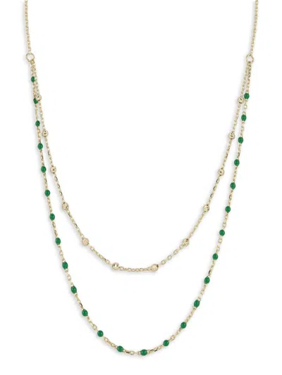 Saks Fifth Avenue Women's 14k Yellow Gold & Green Enamel Beaded Layered Necklace
