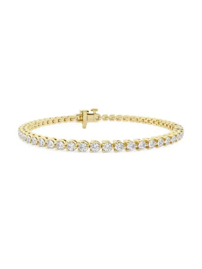 Saks Fifth Avenue Women's 14k Yellow Gold & Lab-grown Diamond 3-prong Tennis Bracelet In 3 Tcw