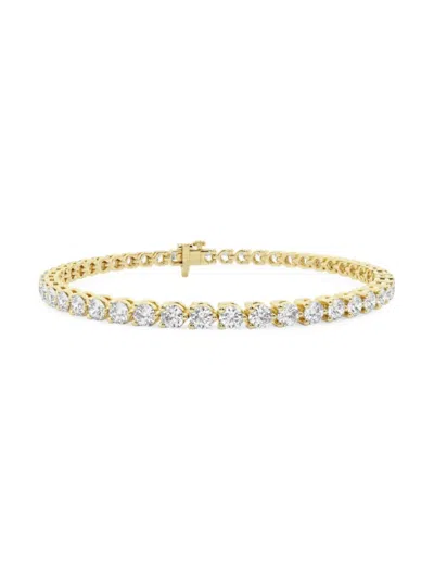 Saks Fifth Avenue Women's 14k Yellow Gold & Lab-grown Diamond 3-prong Tennis Bracelet In 4 Tcw