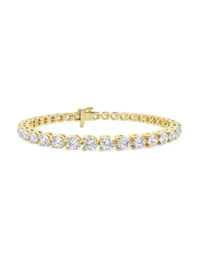 Saks Fifth Avenue Women's 14k Yellow Gold & Round Lab-grown Diamond 3-prong Tennis Bracelet/1.00-10.00 Tcw In 8 Tcw