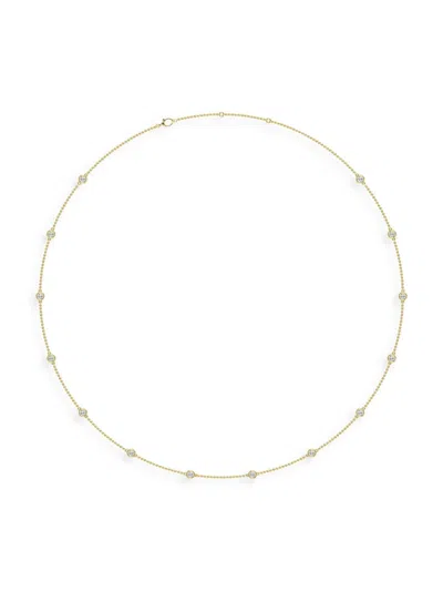 Saks Fifth Avenue Women's 14k Yellow Gold & Lab-grown Diamond Station Necklace In 0.70 Tcw