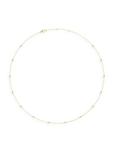 Saks Fifth Avenue Women's 14k Yellow Gold & Lab-grown Diamond Station Necklace In Metallic
