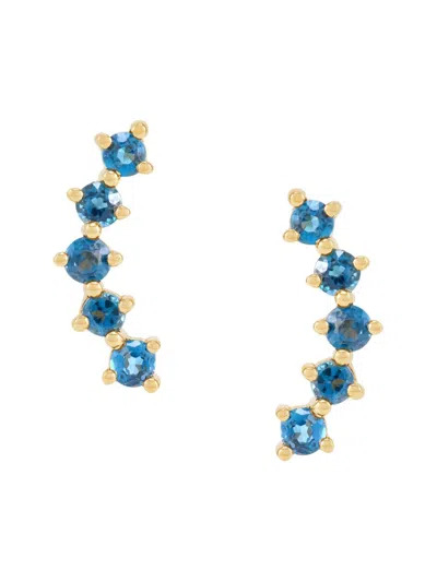Saks Fifth Avenue Women's 14k Yellow Gold & Licensed London Blue Topaz Stud Earrings