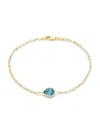 SAKS FIFTH AVENUE WOMEN'S 14K YELLOW GOLD & LONDON BLUE TOPAZ CHAIN BRACELET