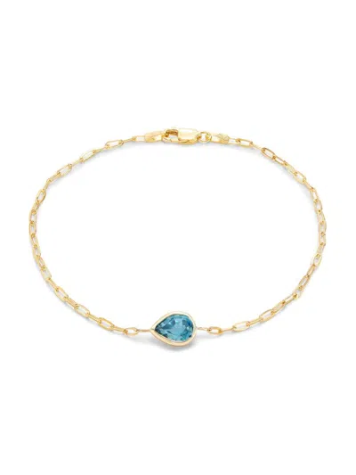 Saks Fifth Avenue Women's 14k Yellow Gold & London Blue Topaz Chain Bracelet