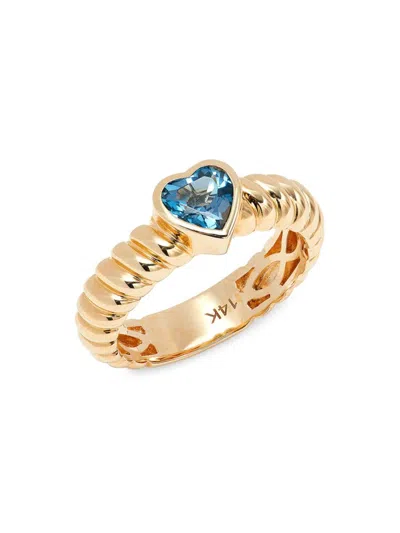 Saks Fifth Avenue Women's 14k Yellow Gold & London Blue Topaz Heart Ring