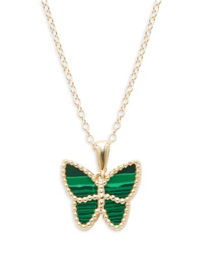 Saks Fifth Avenue Women's 14k Yellow Gold & Malachite Butterfly Pendant Necklace
