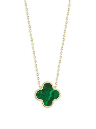 Saks Fifth Avenue Women's 14k Yellow Gold & Malachite Clover Necklace