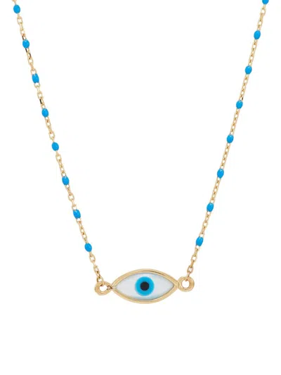 Saks Fifth Avenue Women's 14k Yellow Gold & Mother Of Pearl Evil Eye Pendant Necklace