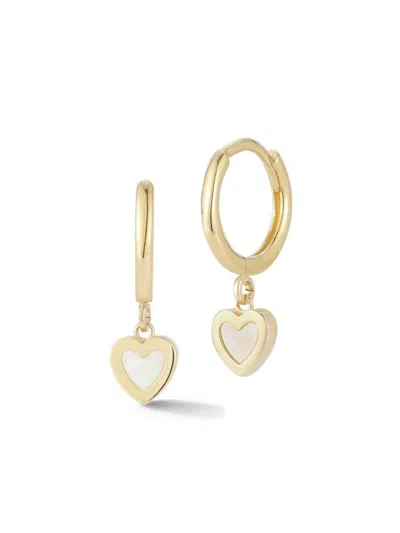 Saks Fifth Avenue Women's 14k Yellow Gold & Mother Of Pearl Heart Earrings