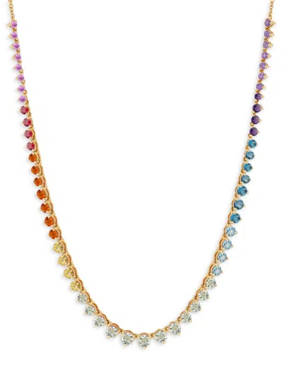 Saks Fifth Avenue Women's 14k Yellow Gold & Multi Color Sapphire Link Necklace