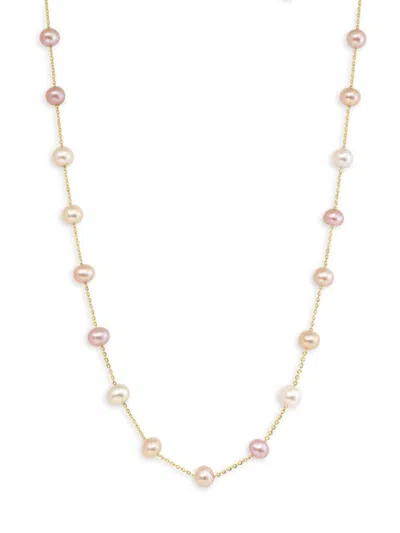 Saks Fifth Avenue Women's 14k Yellow Gold & Multicolor Freshwater Pearl Station Necklace