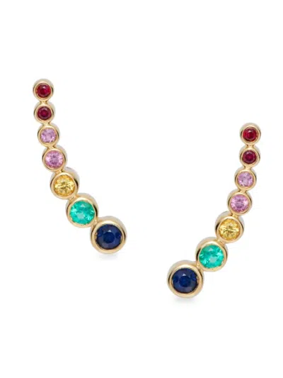Saks Fifth Avenue Women's 14k Yellow Gold & Multicolor Sapphire Earrings