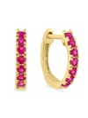 Saks Fifth Avenue Women's 14k Yellow Gold & Natural Ruby Huggie Earrings In Gold