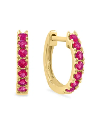 Saks Fifth Avenue Women's 14k Yellow Gold & Natural Ruby Huggie Earrings