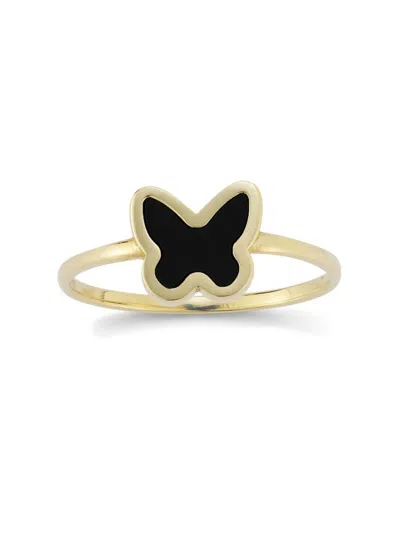 Saks Fifth Avenue Women's 14k Yellow Gold & Onyx Butterfly Ring