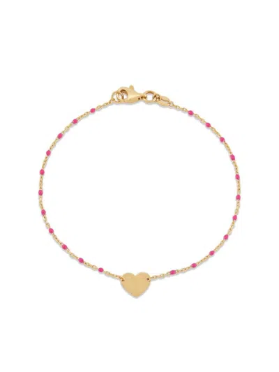 Saks Fifth Avenue Women's 14k Yellow Gold & Pink Enamel Beaded Bracelet