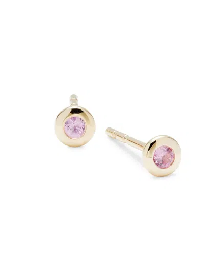 Saks Fifth Avenue Women's 14k Yellow Gold & Pink Sapphire Bezel Stud Earrings