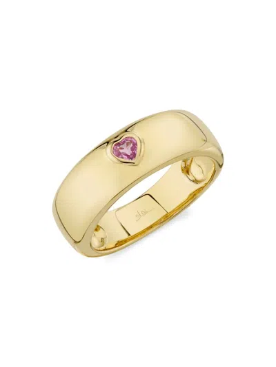Saks Fifth Avenue Women's 14k Yellow Gold & Pink Sapphire Heart Band Ring