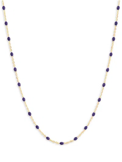 Saks Fifth Avenue Women's 14k Yellow Gold & Purple Enamel Beaded Chain Necklace