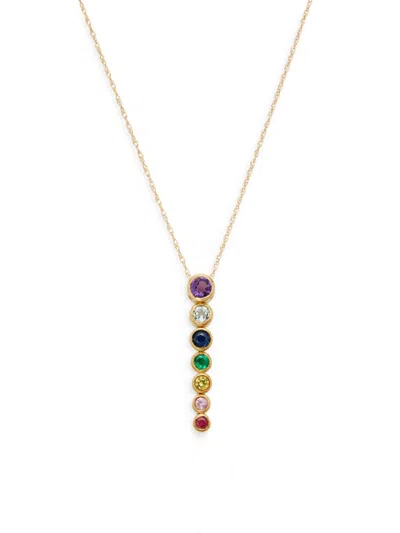 Saks Fifth Avenue Women's 14k Yellow Gold & Rainbow Sapphire Drop Necklace