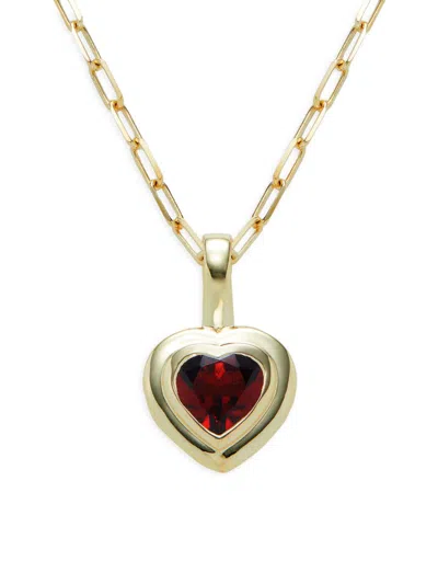 Saks Fifth Avenue Women's 14k Yellow Gold & Red Garnet Heart Pendant Necklace