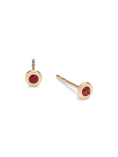 Saks Fifth Avenue Women's 14k Yellow Gold & Ruby Bezel Stud Earrings