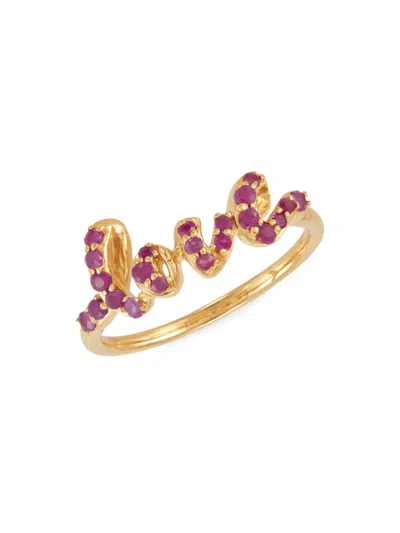 Saks Fifth Avenue Women's 14k Yellow Gold & Ruby Love Ring