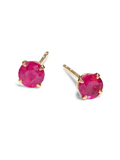 Saks Fifth Avenue Women's 14k Yellow Gold & Ruby Stud Earrings