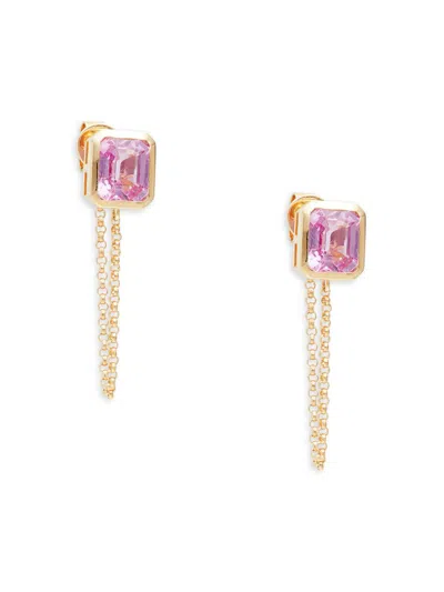 Saks Fifth Avenue Women's 14k Yellow Gold & Sapphire Chain Front To Back Earrings