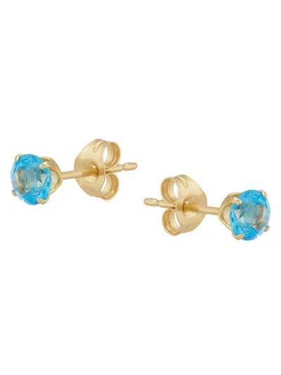 Saks Fifth Avenue Women's 14k Yellow Gold & Swiss Blue Topaz Stud Earrings