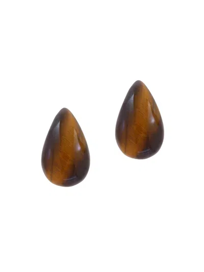 Saks Fifth Avenue Women's 14k Yellow Gold & Tiger's Eye Stud Earrings In Brown