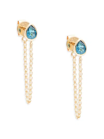 Saks Fifth Avenue Women's 14k Yellow Gold & Topaz Front To Back Dangle Earrings