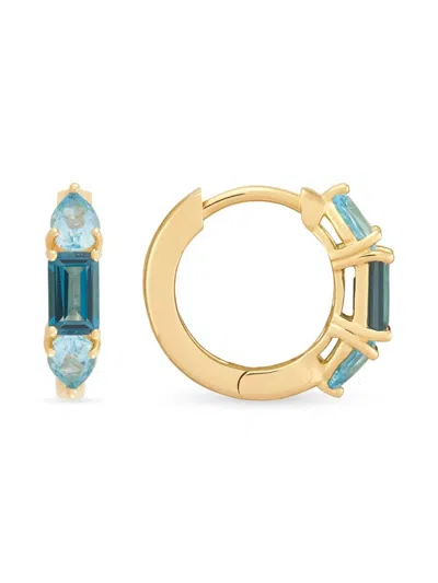 Saks Fifth Avenue Women's 14k Yellow Gold & Topaz Huggie Earrings
