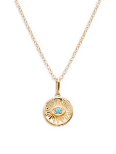 Saks Fifth Avenue Women's 14k Yellow Gold & Turquoise Evil Eye Pendant Necklace