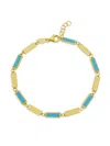 Saks Fifth Avenue Women's 14k Yellow Gold & Turquoise Rectangular-link Bracelet In Yellow Gold