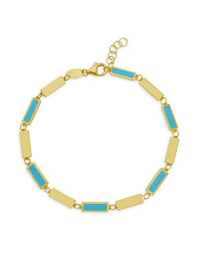 Saks Fifth Avenue Women's 14k Yellow Gold & Turquoise Rectangular-link Bracelet