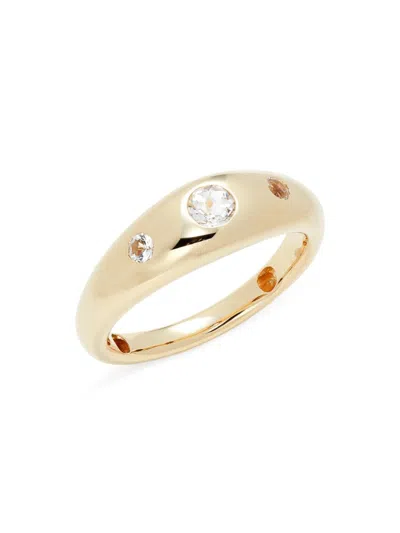 Saks Fifth Avenue Women's 14k Yellow Gold & White Topaz Dome Ring