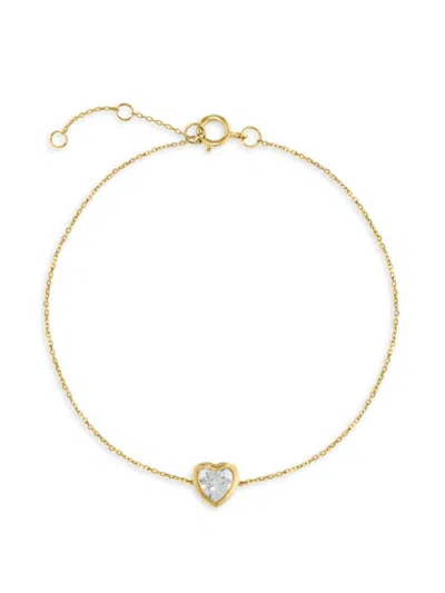 Saks Fifth Avenue Women's 14k Yellow Gold & White Topaz Heart Bracelet