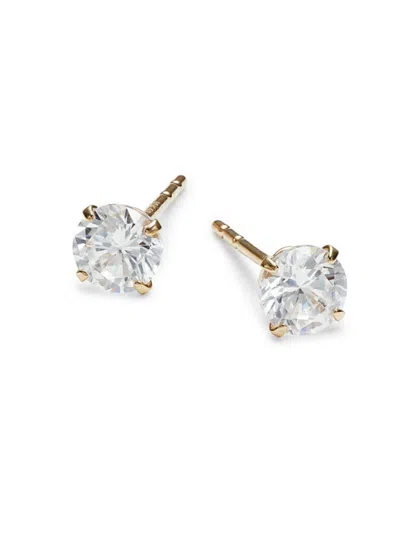 Saks Fifth Avenue Women's 14k Yellow Gold & White Topaz Stud Earrings